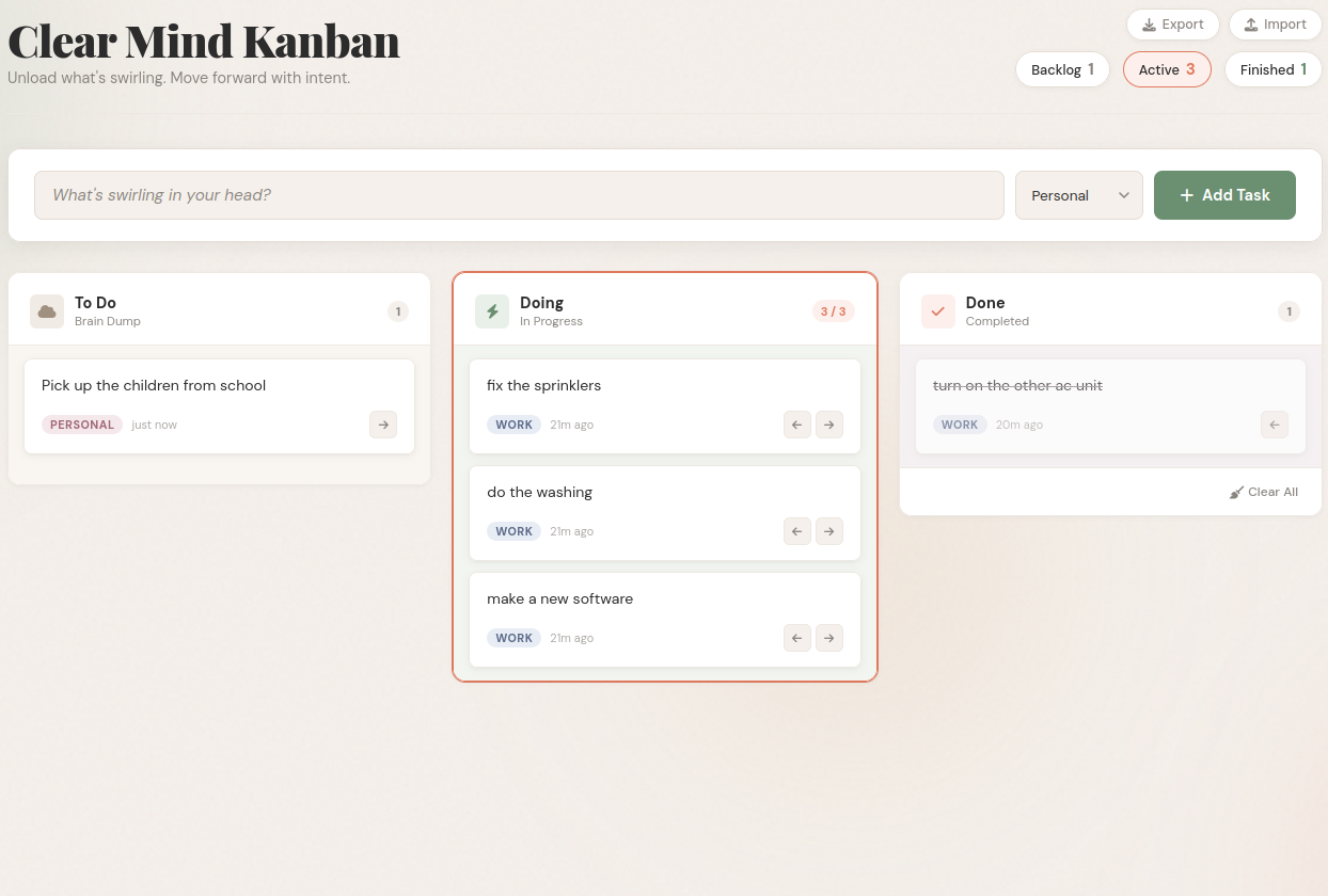 Clear Mind Kanban Task Board 0