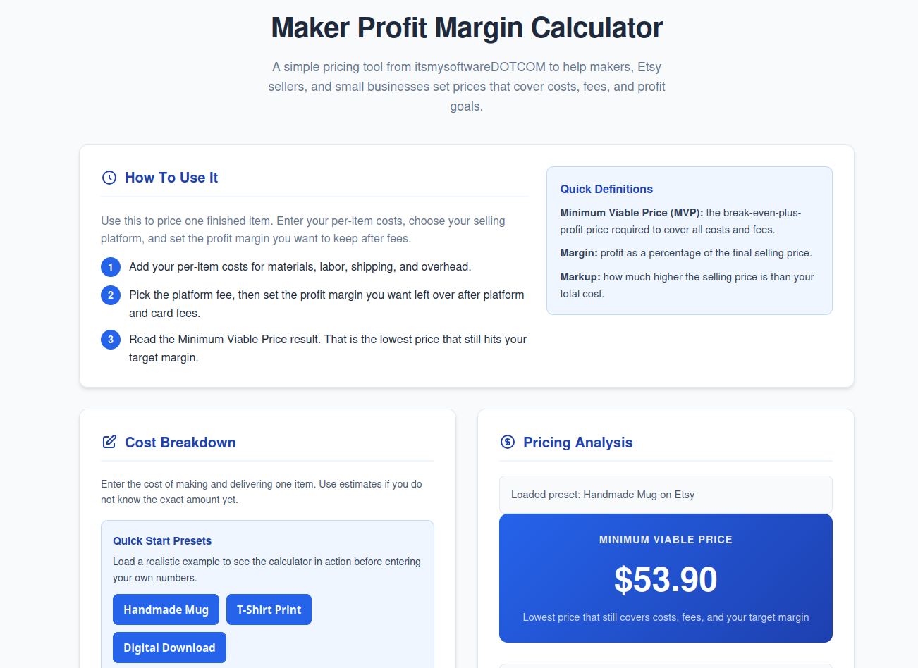 Profit Calculation Tool 2